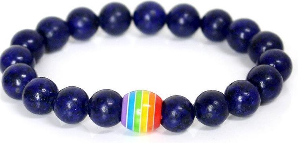 Kralen armband blauw / regenboog - pride - 1 cm - relatie - love - vriendschap