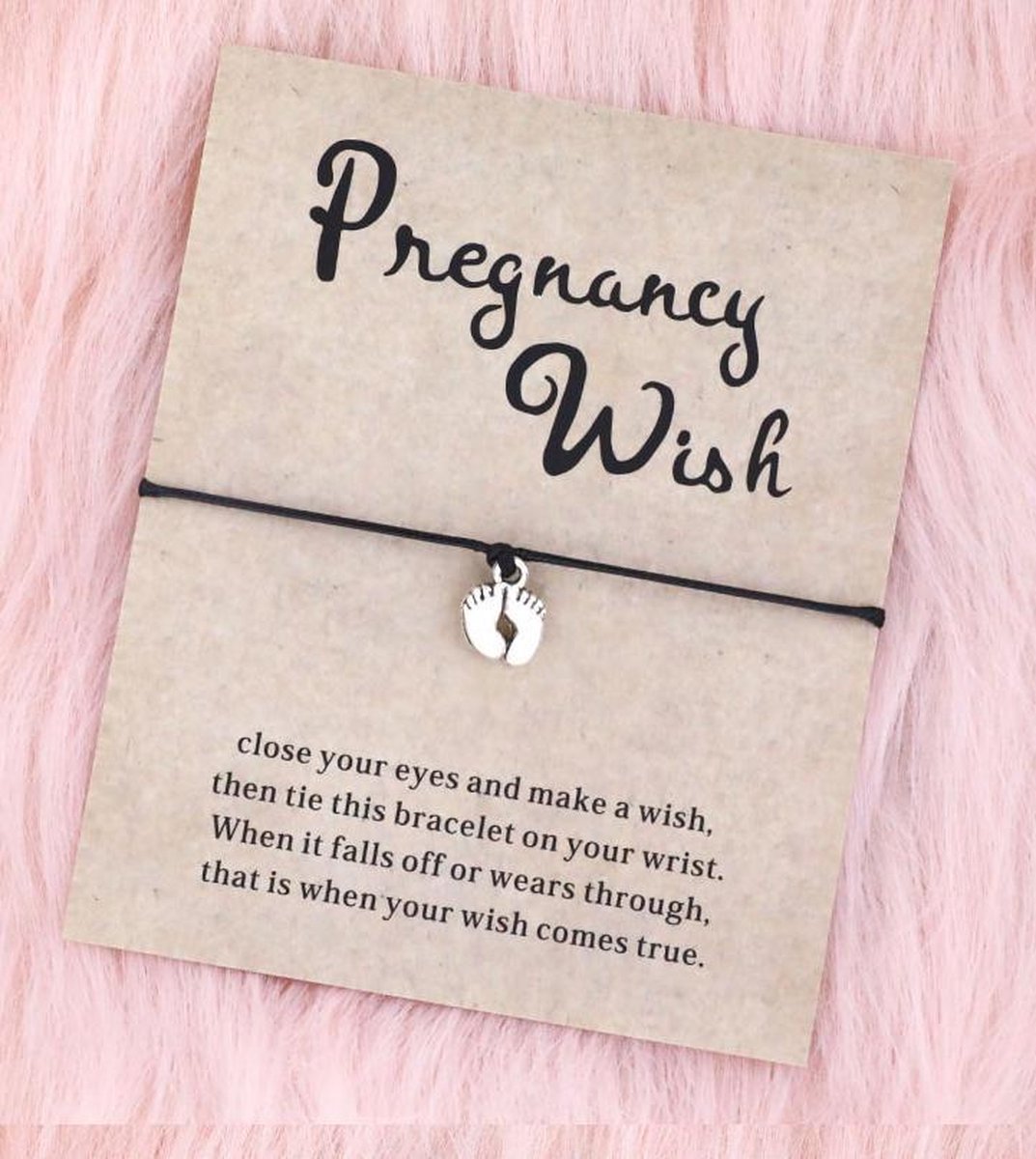 Mama Armband - pregnancy wish - hanger baby voetjes - zwart