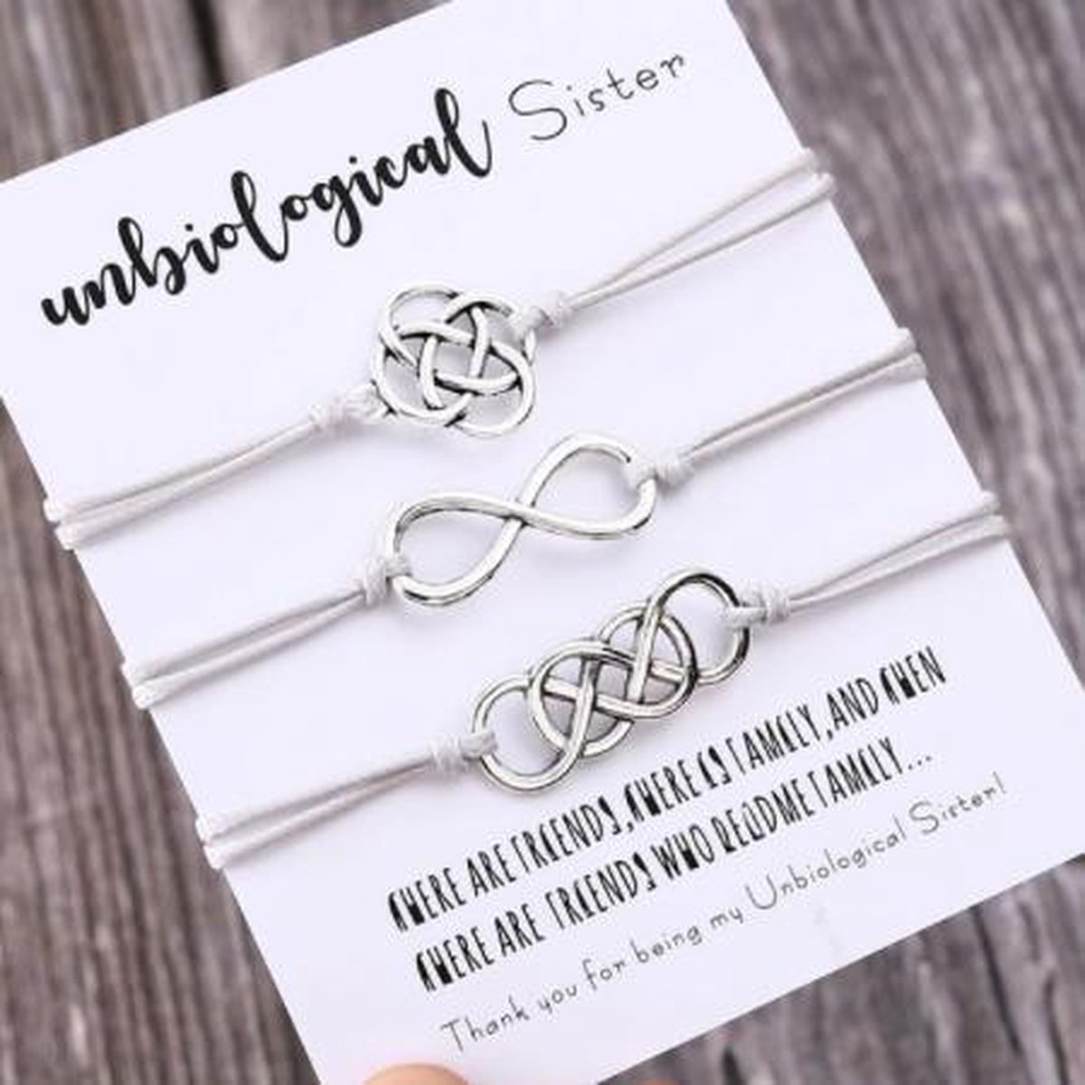 Sister - soul sisters armband - unbiological sister - 3 stuks - wit- hanger infinity