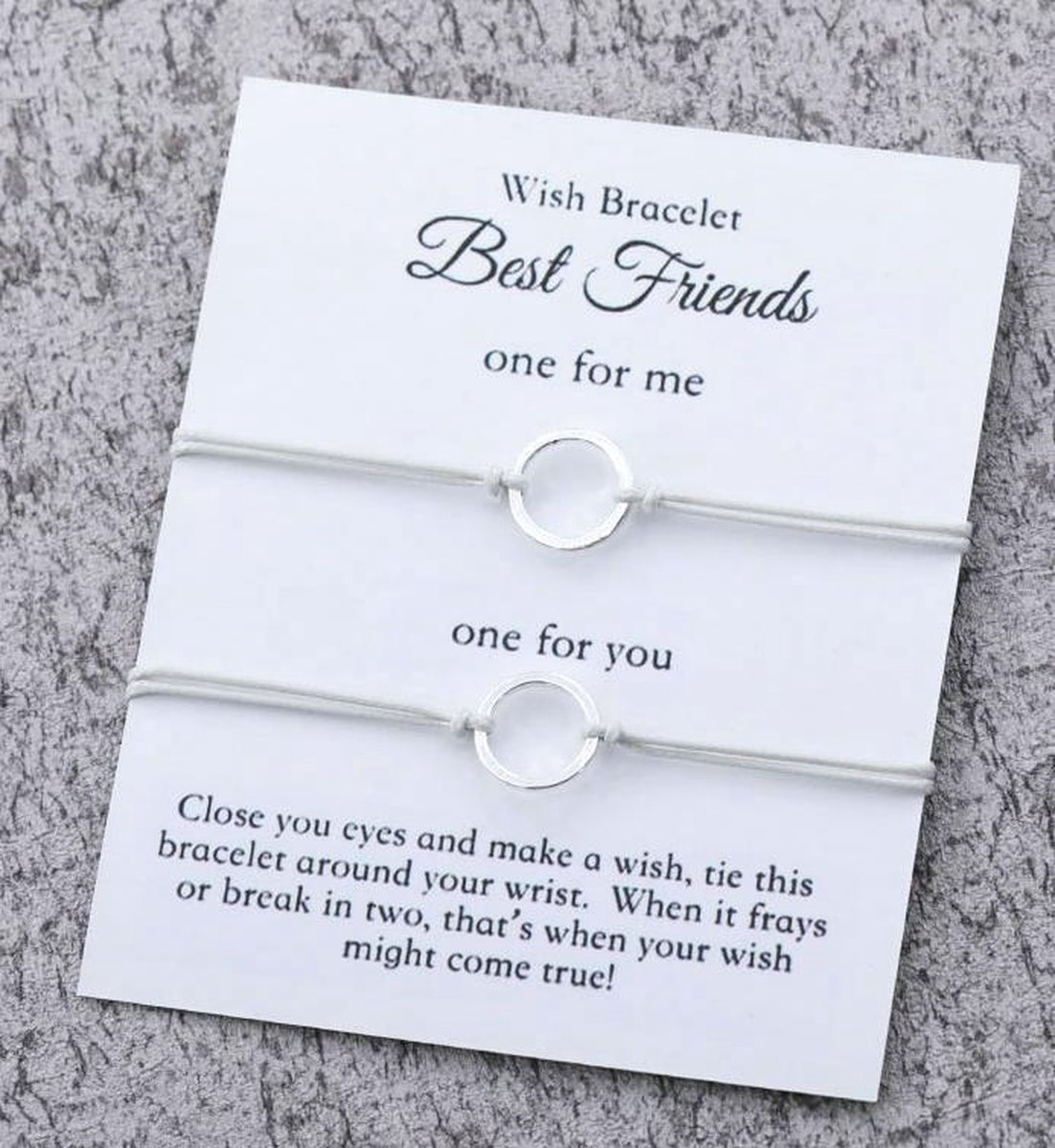 Vriendaschap armband - BFF - hanger ring - wit - 2 stuks