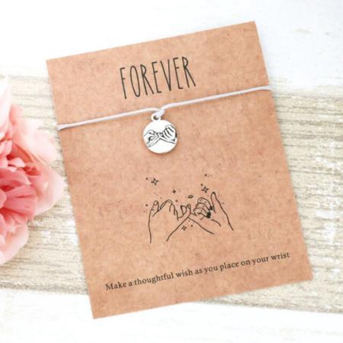 Vrienden armband - vriendschaparmband - pinky promise - wit - met hanger - BFF - relatie