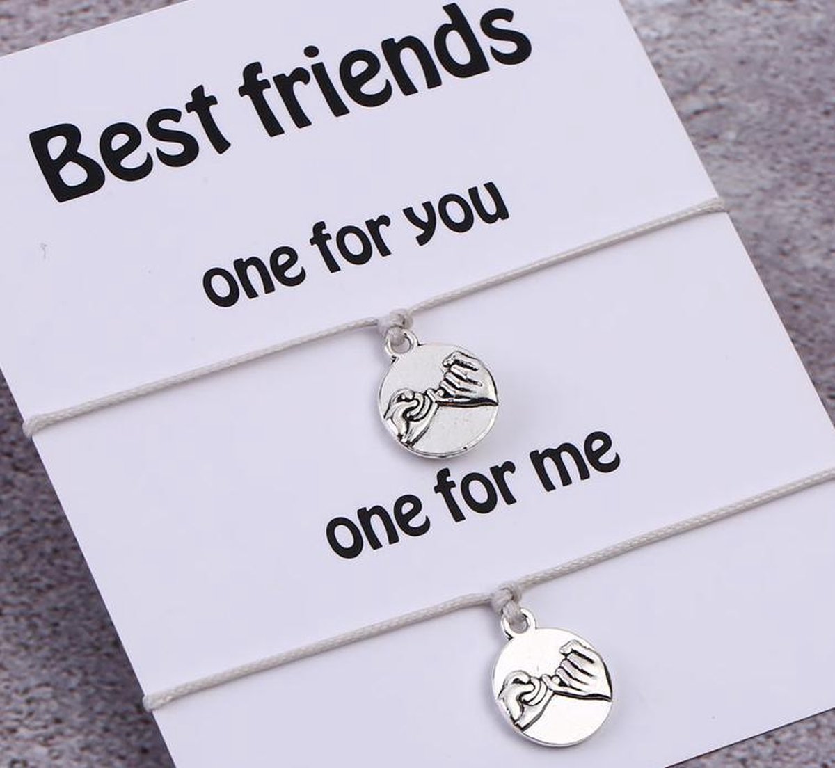 Vrienden armband - vrienschap - 2 stuks - hanger pinky promise - wit - BFF