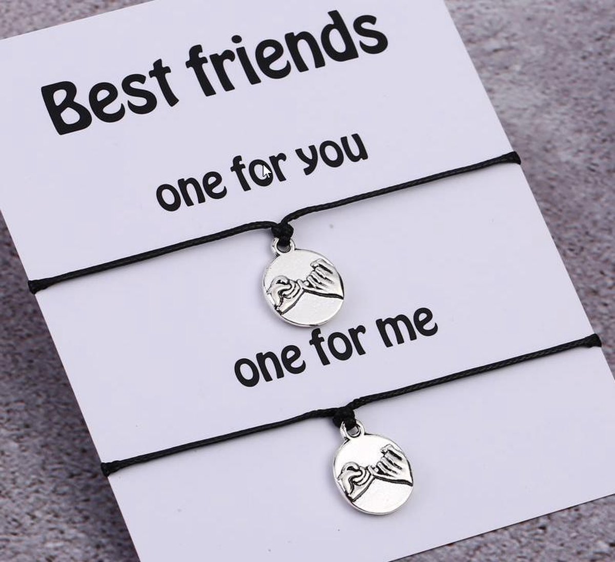 Vriendsarmbanden - best friends - BFF - pinky promise - 2 stuks - zwart