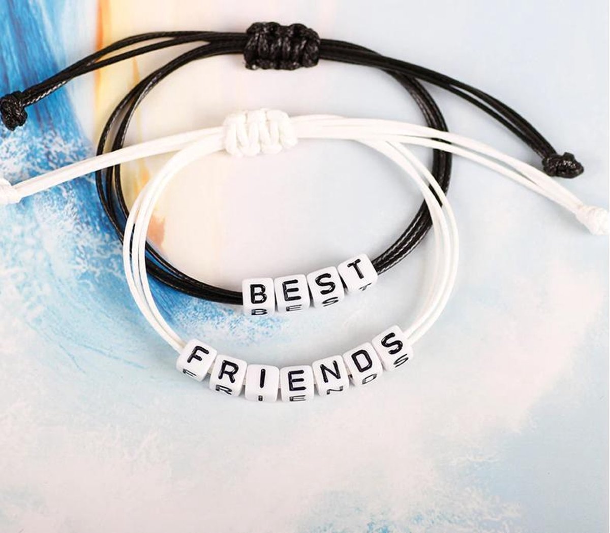 Vriendschaparmband - best friend - 2 stuks - kralen - zwart / wit - BFF - relatie - vrienden