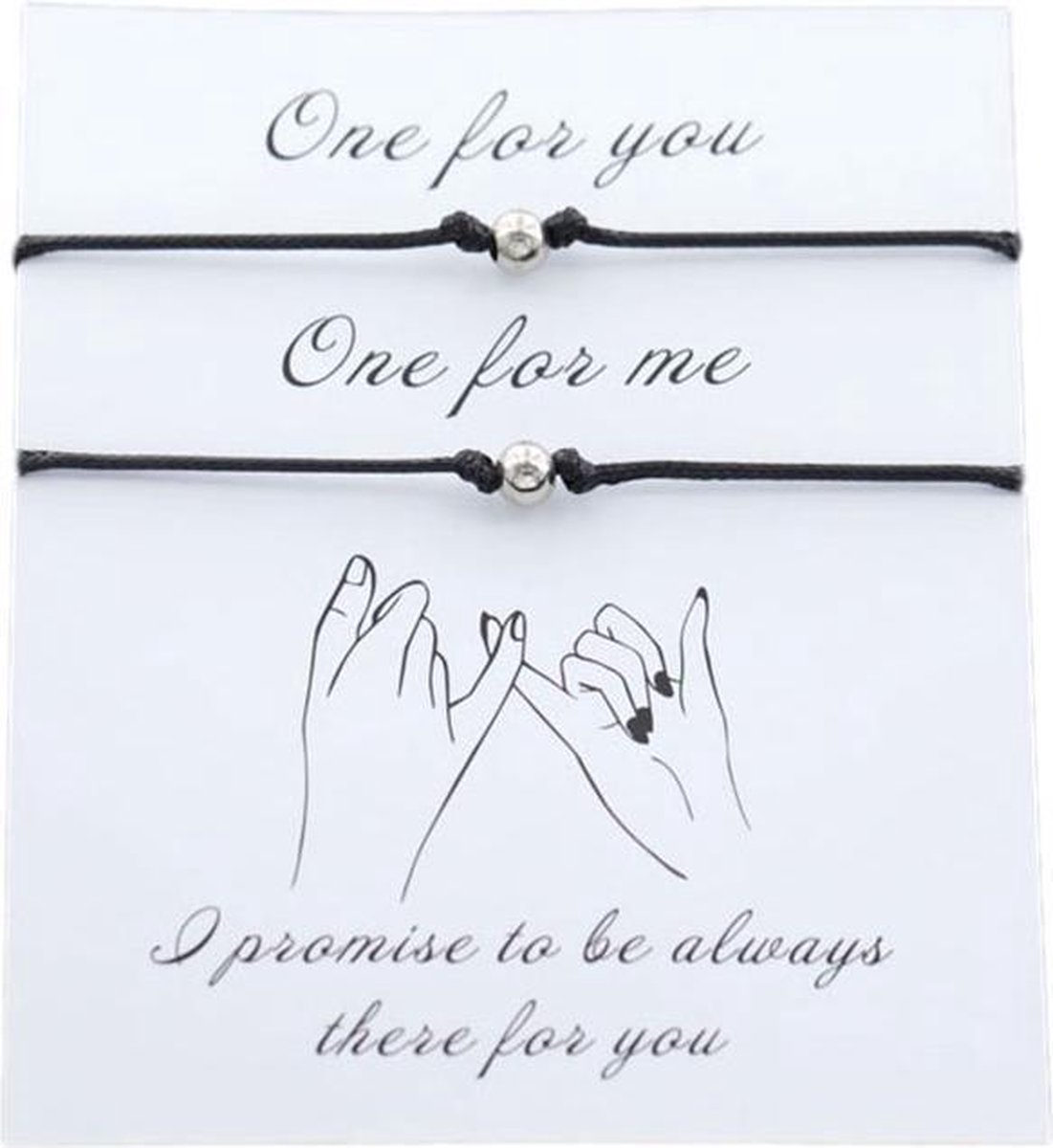 Vriendschaparmband - pinky promise - 2 stuks - zwart - hanger bal - BFF - vrienden - relatie