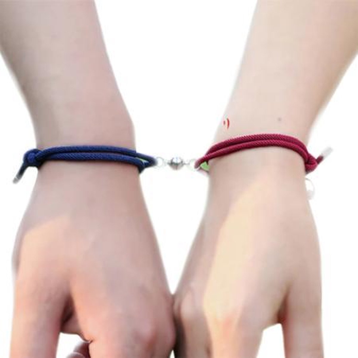 Vriendschaparmband met magneet - vrienden - relatie - 2 stuks - blauw - bordeaux - love - BFF