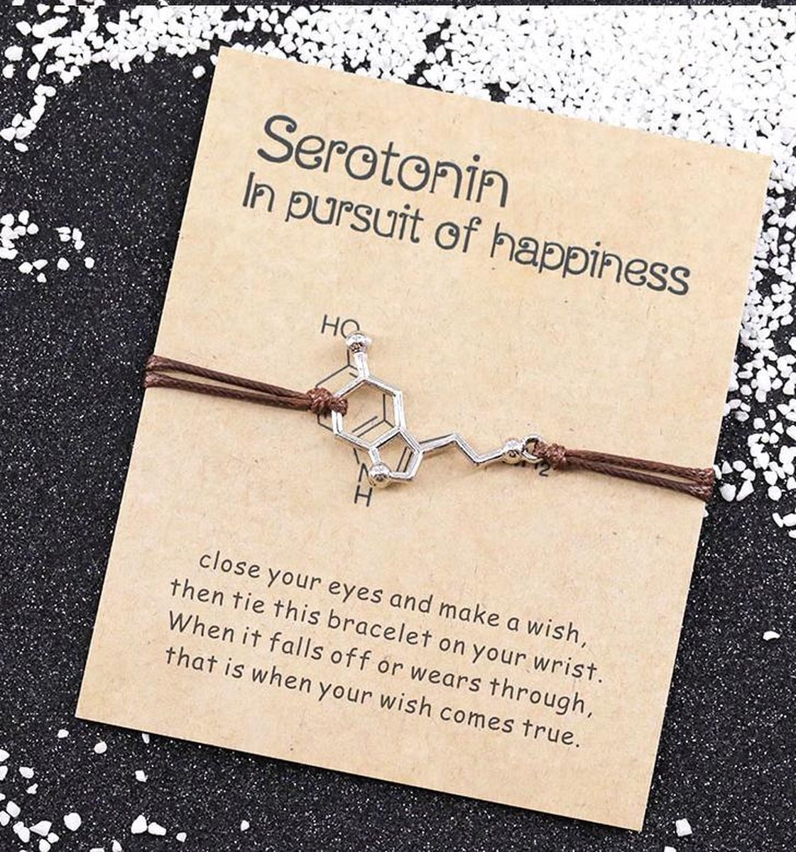 Wish - wens armband - hanger serotonin - bruin