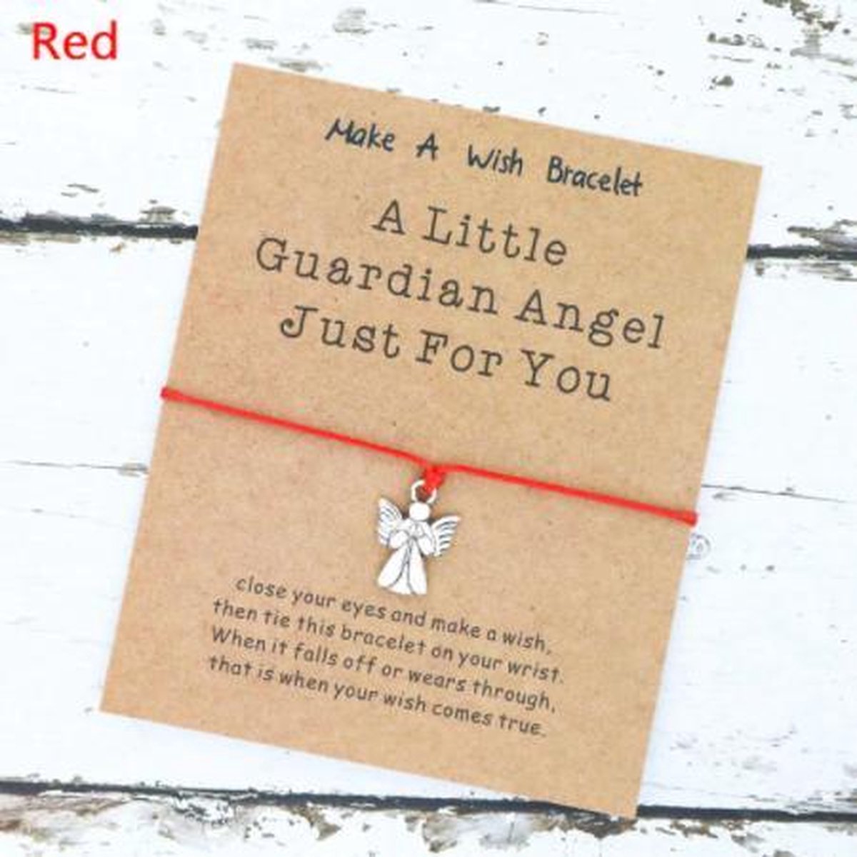 Wish armband - hanger angel - kleur rood