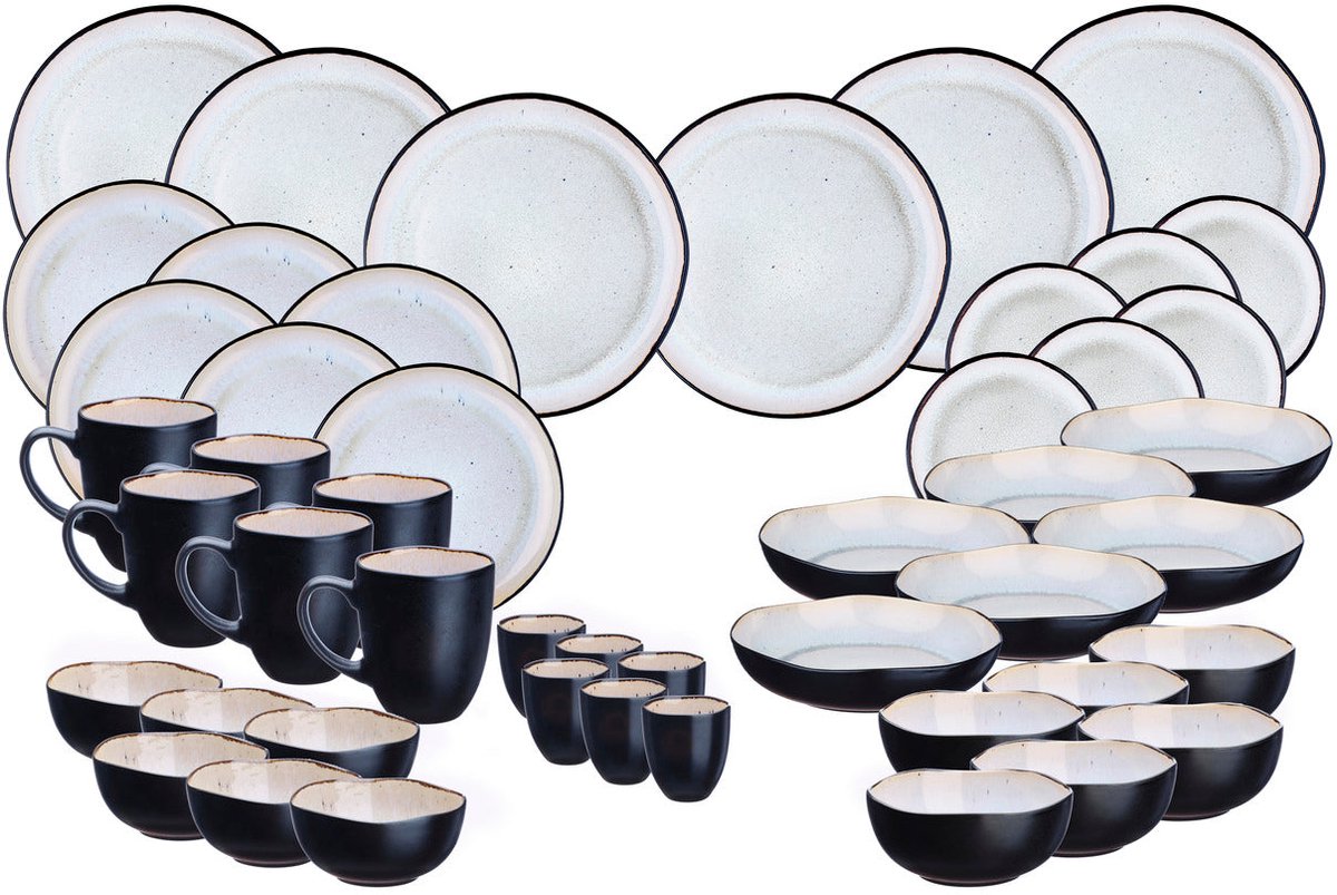 Volledige servies IRIS - 48 stuks - Ivoorwit