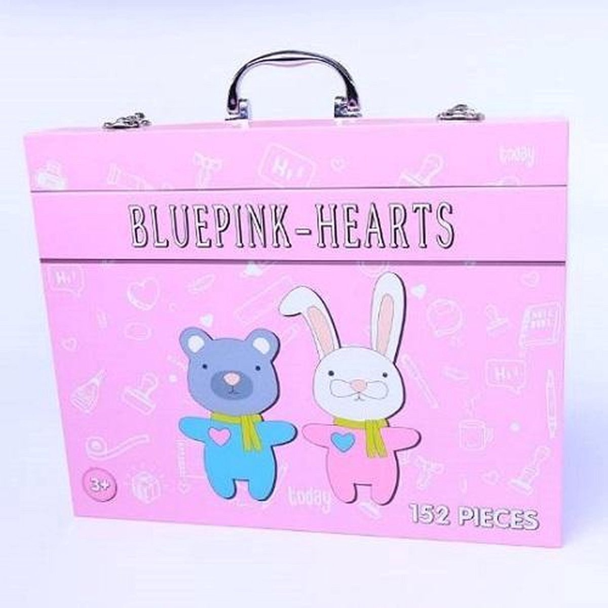 Tekendoos - Knutselkoffer - Bluepink - Hearts - Hobbyset - 152 st