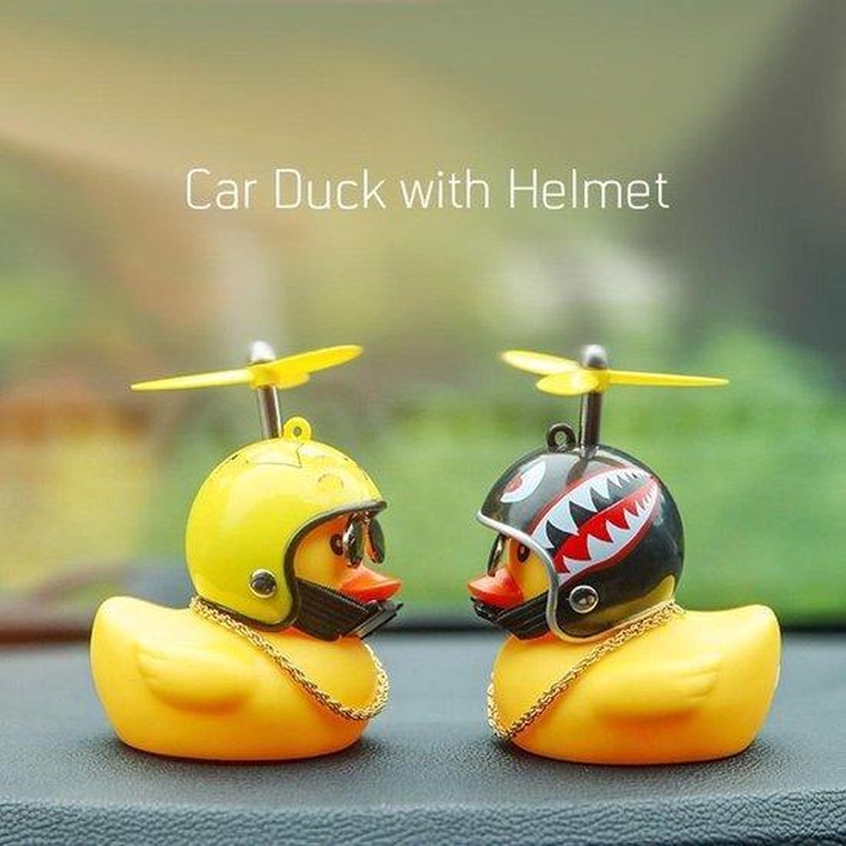 Auto En Fiets Decoratie-Auto Eendje Decoratie - Bad Eend-Eend met Helm-Auto-Fiets-Motor-decoratie ducky met helm