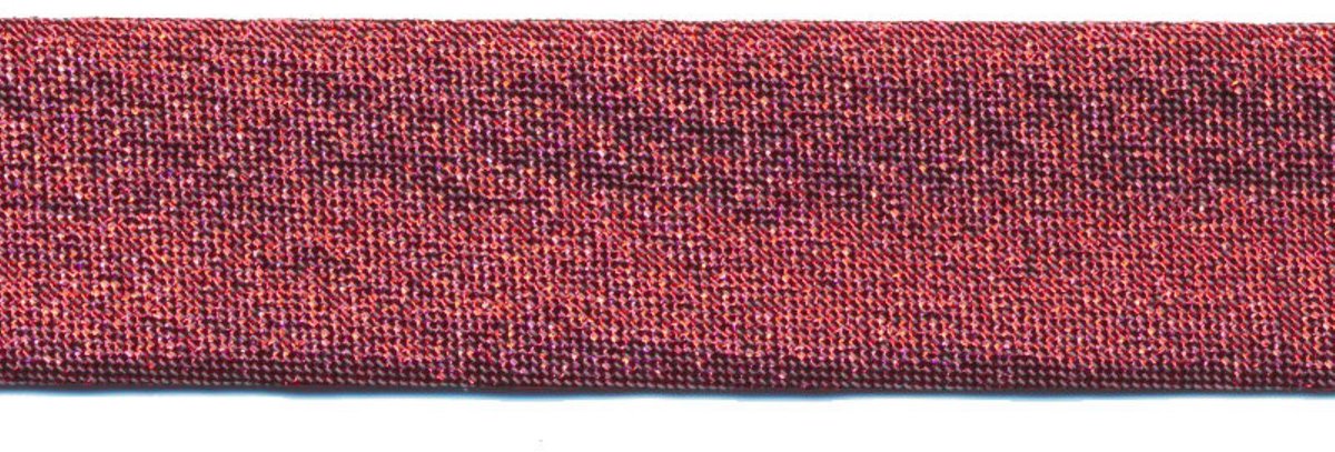 5 meter biaisband metallic rood - 18mm breed - biesband - gevouwen - kerstrood glitter