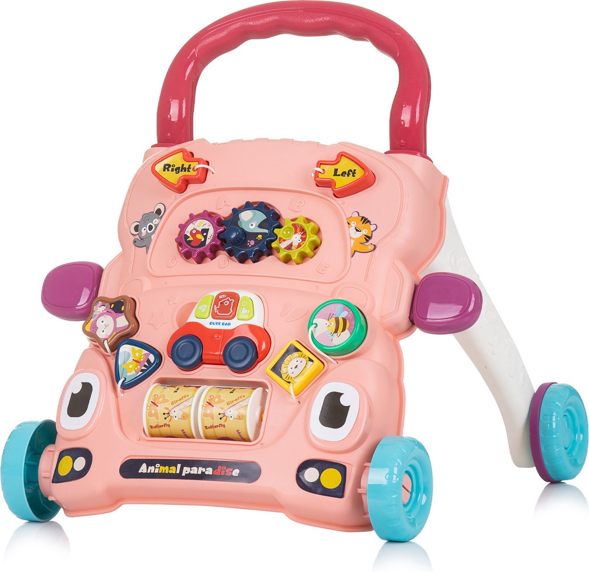 Chipolino Funny Amimals Loopwagen/  Met Speelauto & Muziek Roze