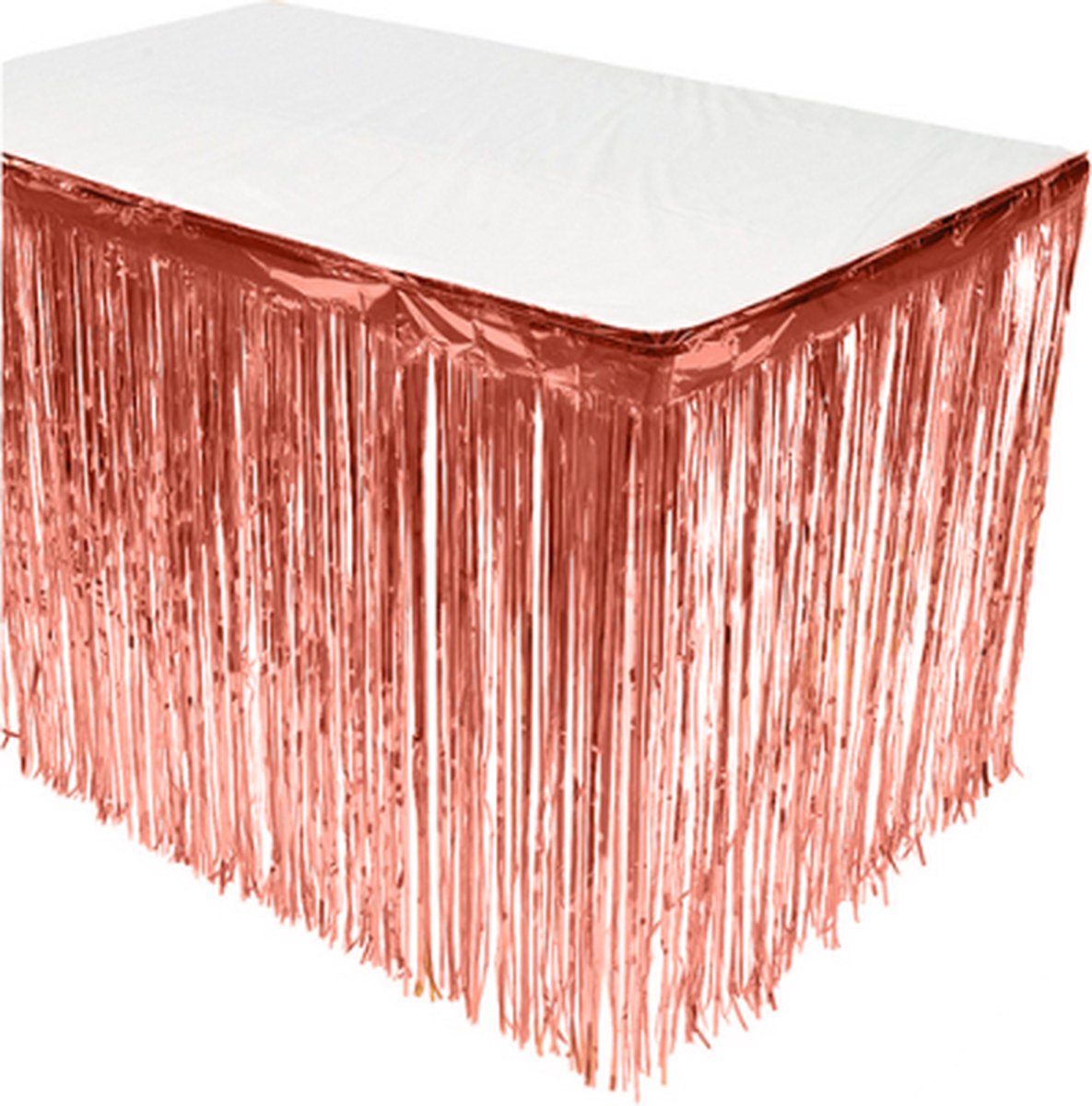 Tafeldecoratie tafelrok rosegoud 6 meter x 34 centimeter