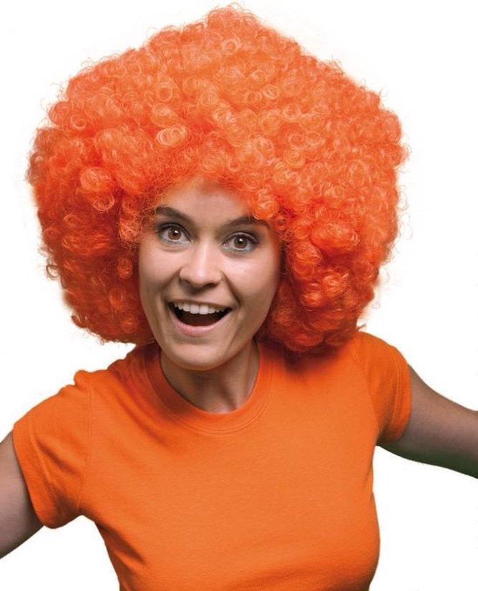 Oranje - Pruik - Krullenbol - One Size - Unisex - Koningsdag - Voetbal EK /WK - Thema feest