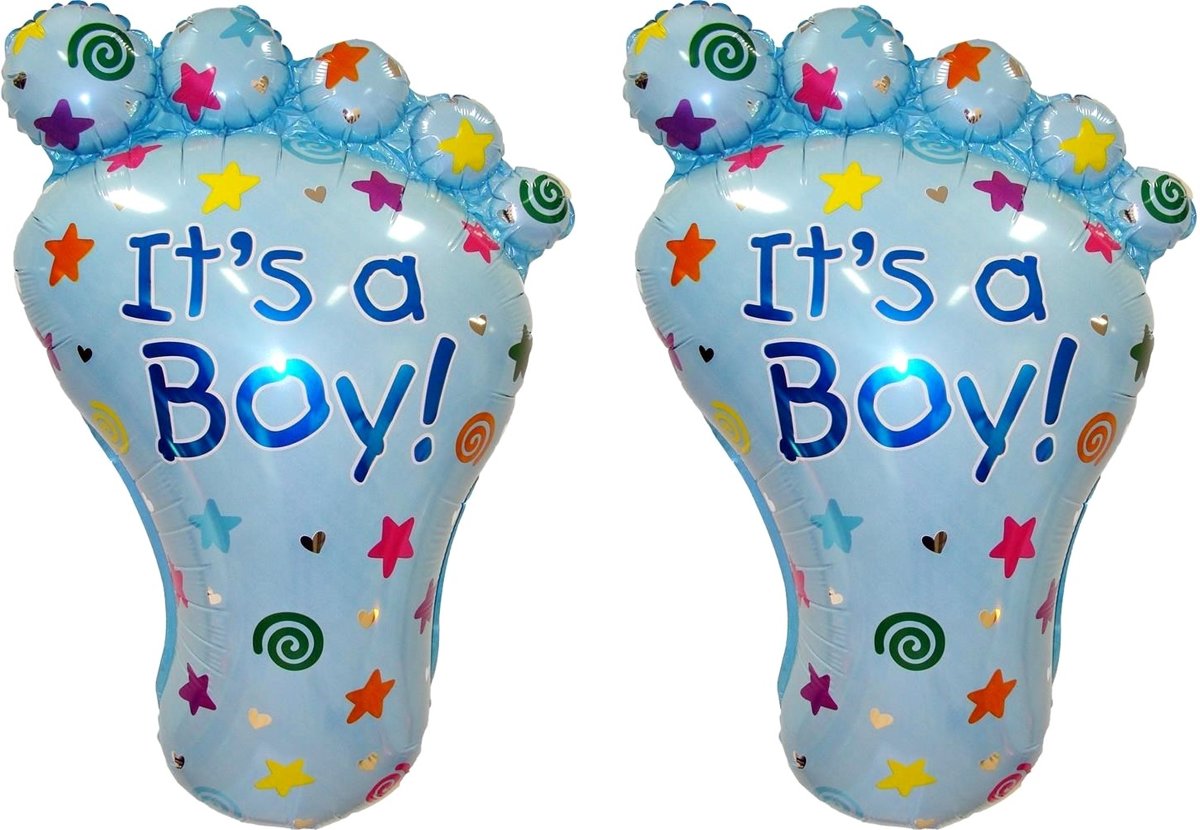 Folieballon Baby voet Its a boy - ballonnen  - 44 x 21 cm - 2 stuks