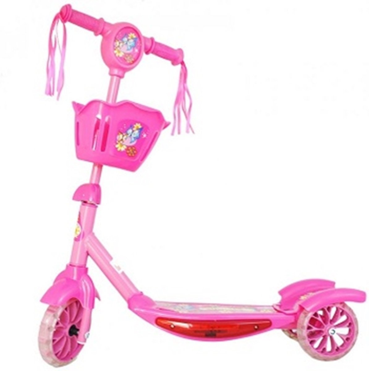 Mini Scooter Step Met Drie Wielen - Driewieler Autoped Met LED Verlichting & Muziek - roze - RB-558