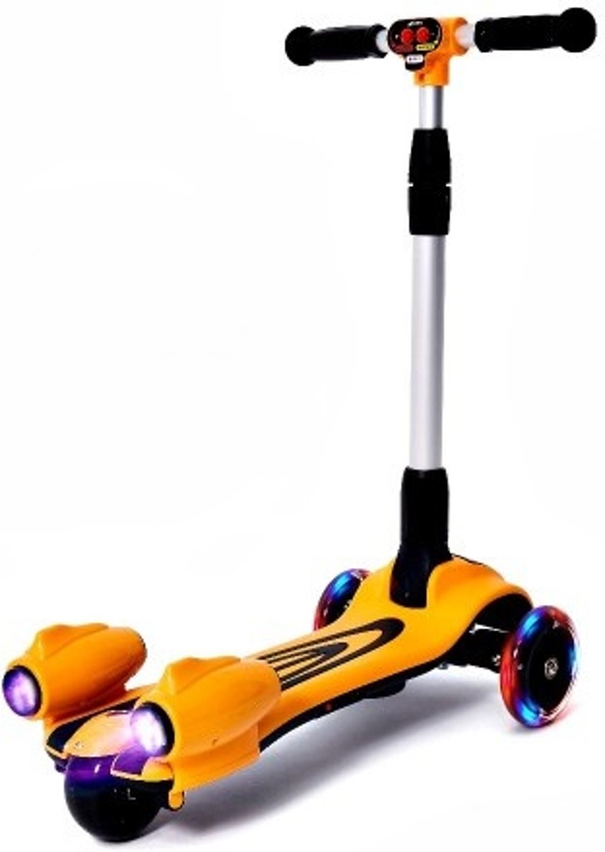 SC-024 Stoere kinderstep met rook, geluid en LED verlichting - geel