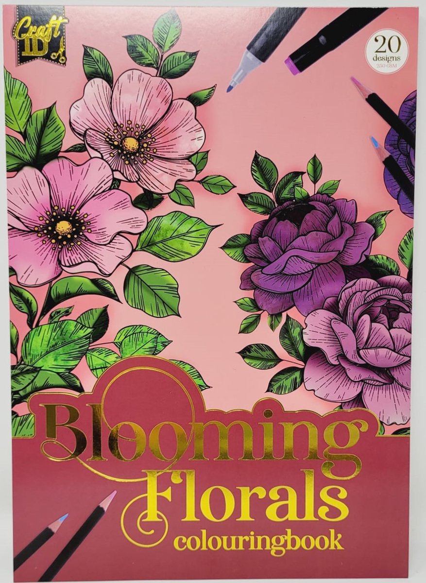 Craft ID - Kleurboek voor volwassenen - Bloemen kleurboek - Hoge kwaliteit - 20 kleurplaten