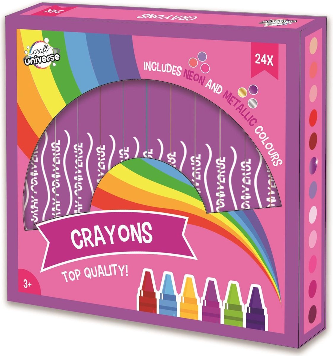 Craft Universe Waskrijt Neon/metallic Junior 9 Cm Paars 24 Stuks