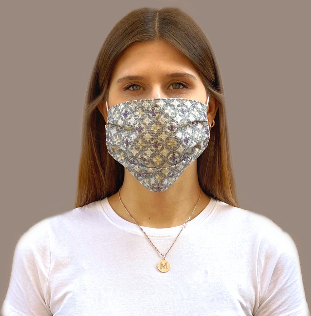 MONDKAPJE MONDMASKER SILVI PATROON BLAUW/GEEL DE LA MUR LINE