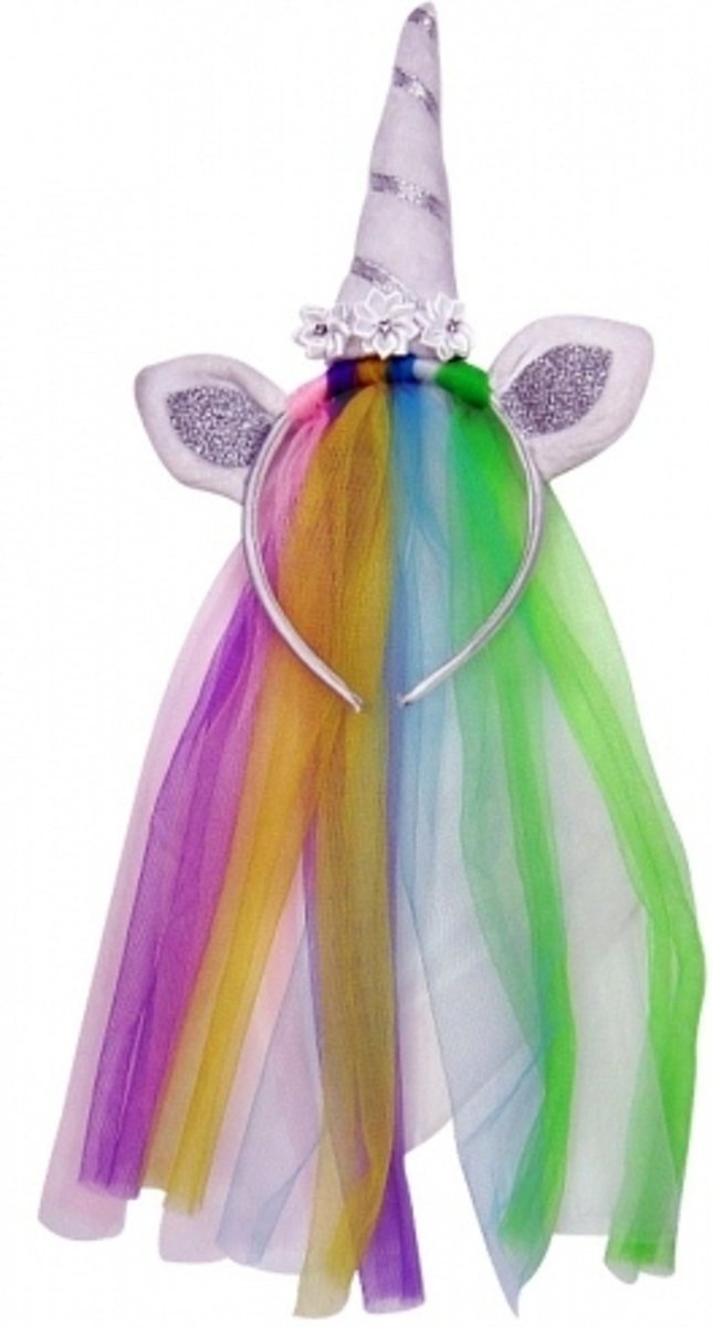 Diadeem Unicorn rainbow met sluier