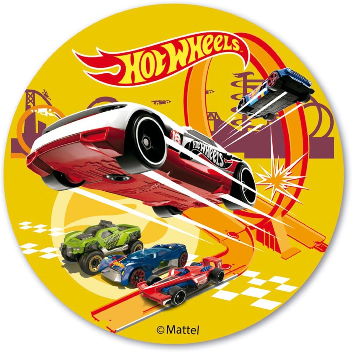 Hot Wheels ouwel taart decoratie ø 20 cm.