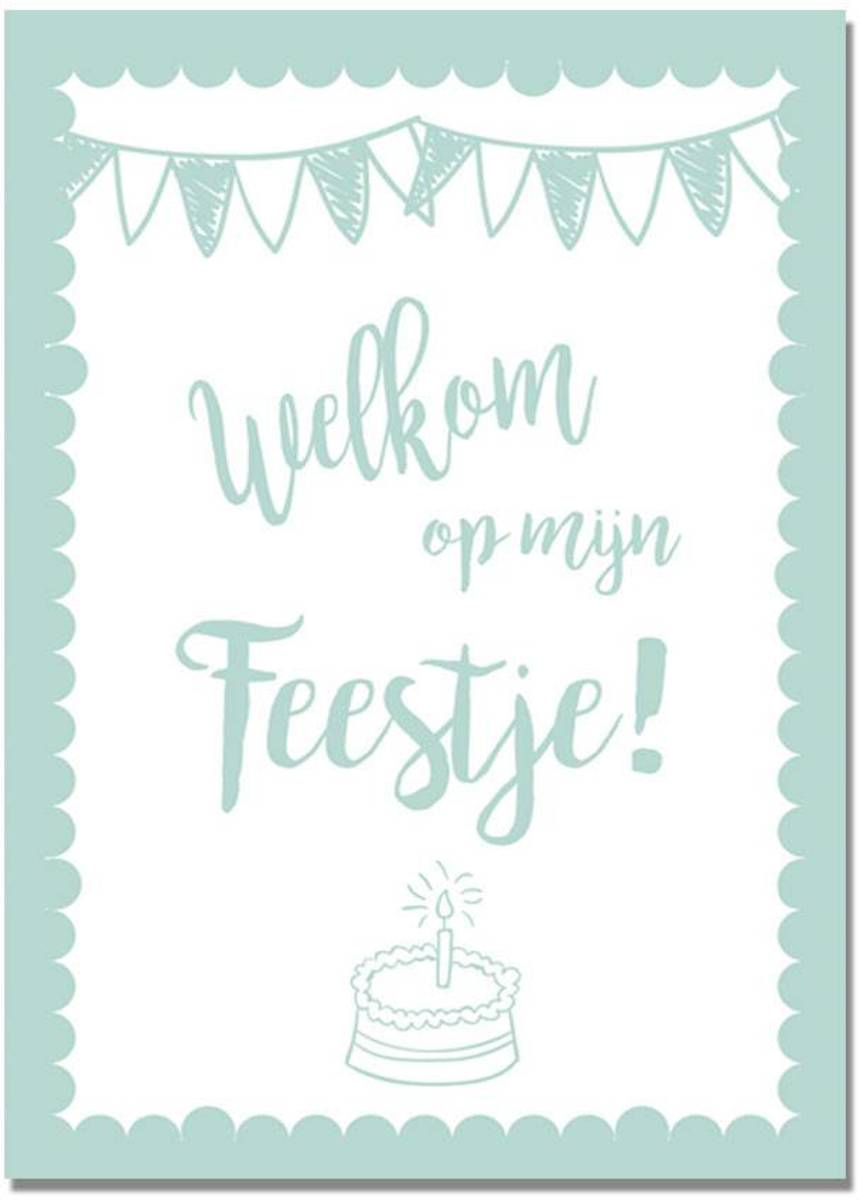 Kinderfeestje uitnodigingen Taart DesignClaud - Mint - Kinderkaarten - 10 stuks