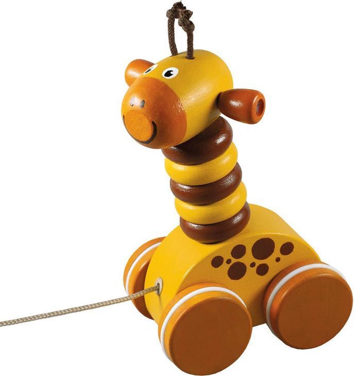 Detoa Trekfiguur Giraffe Junior Hout 11 Cm Geel/bruin 7-delig