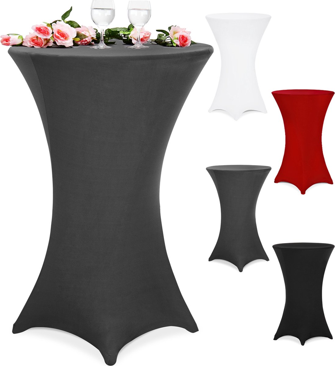 Deuba Statafelrok Tafelkleed Stretch 30°C Wasbaar Ø 60 cm Antraciet