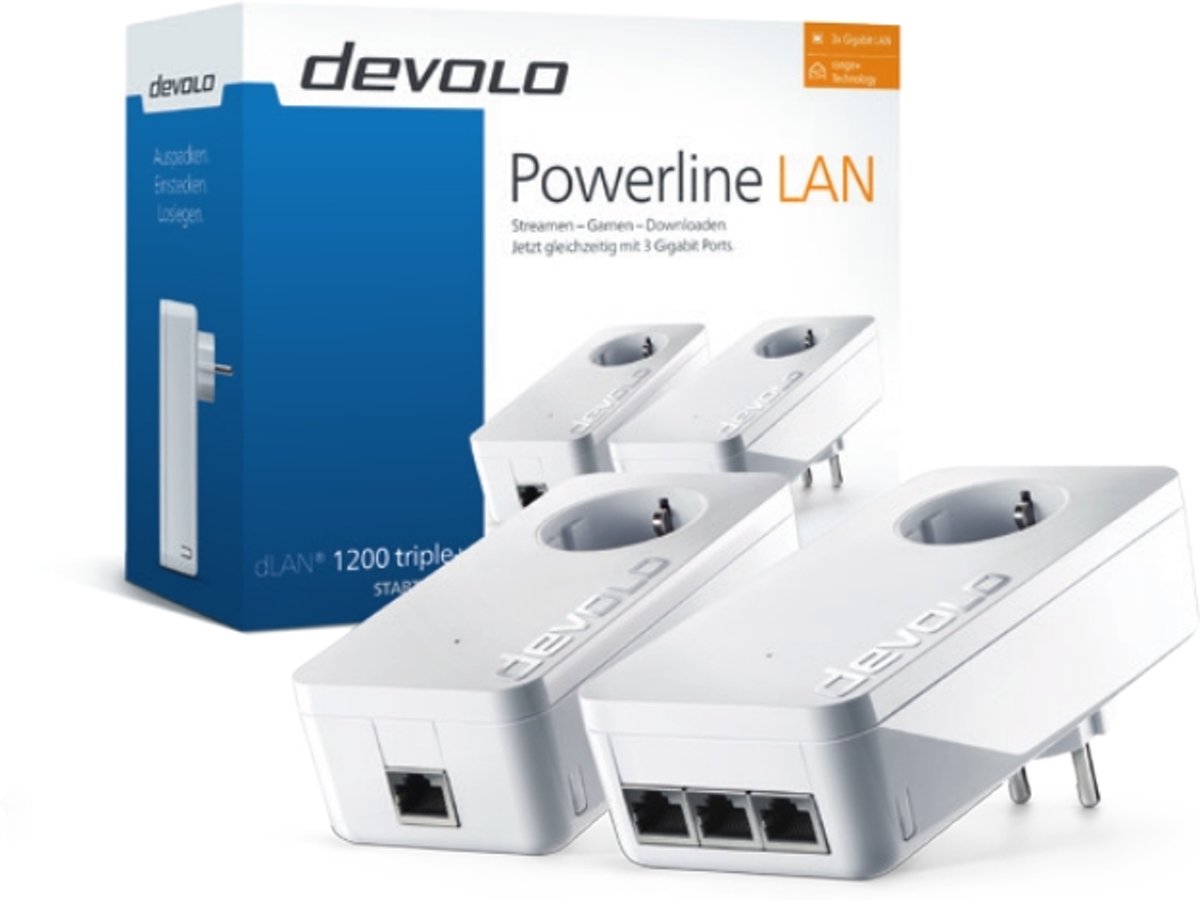 Devolo dLAN 1200 triple+ Starter Kit 1200 Mbit/s Ethernet LAN Wi-Fi Wit 2 stuk(s)