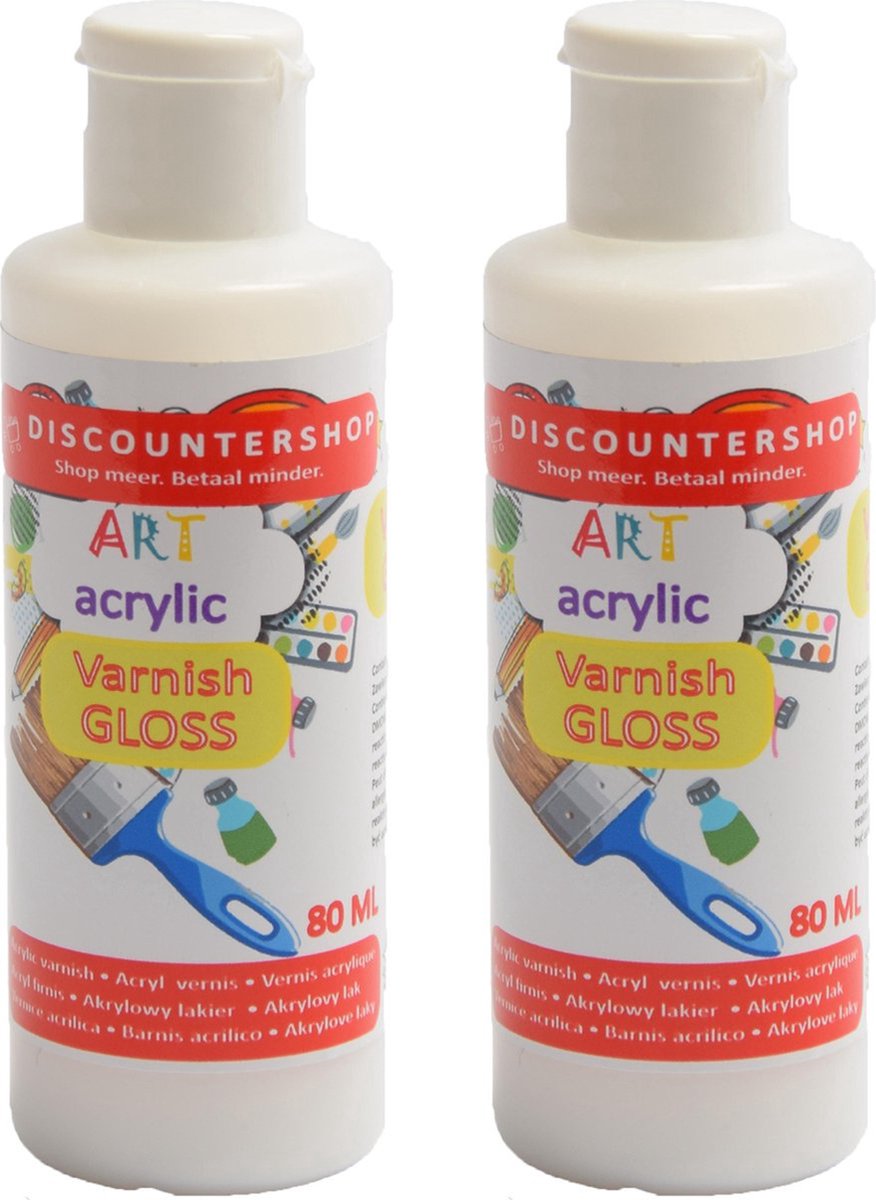 2X Acrylvernis 80ML - Glanzende vernis - Transparant - Gloss - Acrylic varnish Gloss