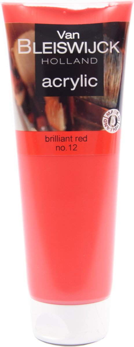 Acrylic verf 250 ML - Watervaste verf - Acrylicverf rood - Brilliant red nummer 12