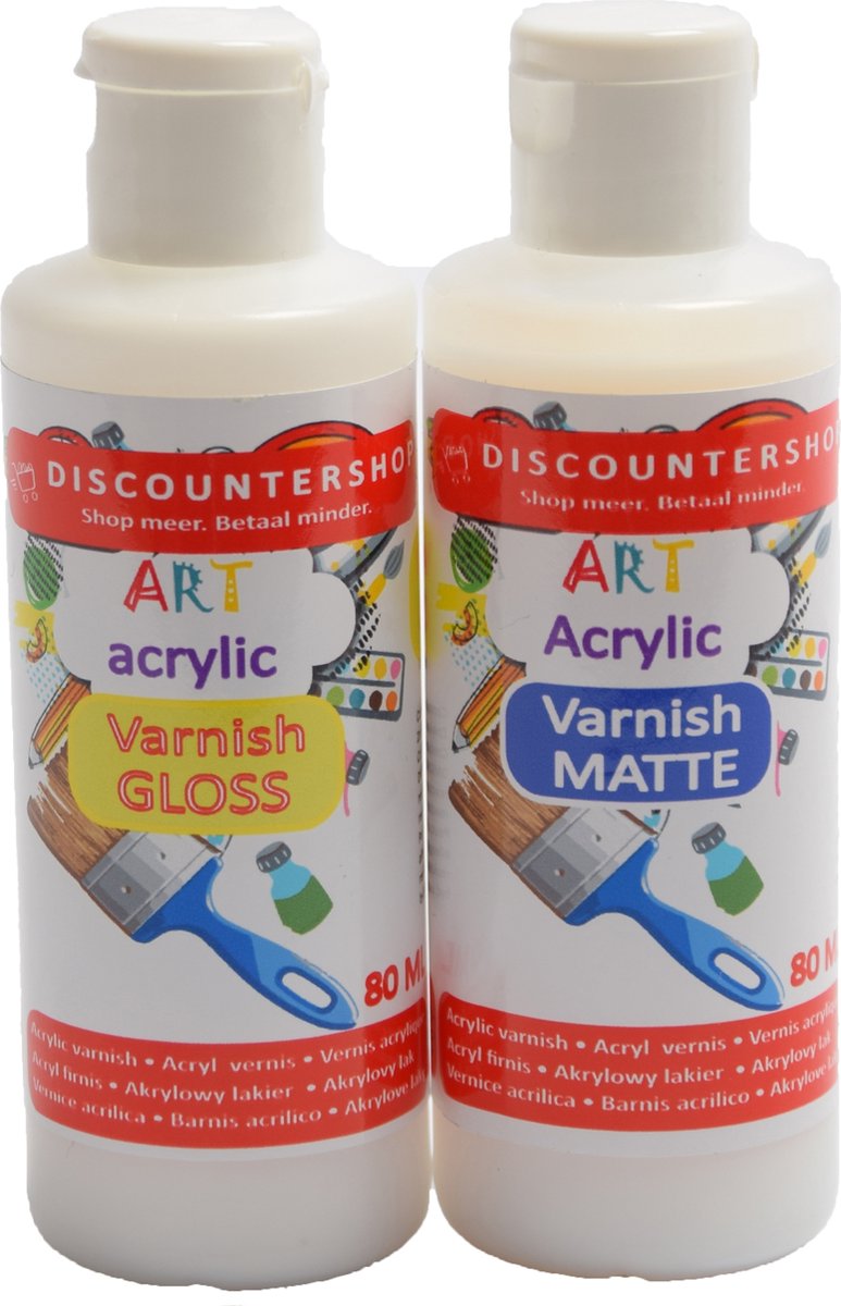 Acrylvernis 80ML 2 stuks - Glanzende vernis - Mat vernis - Transparant - Matt- Acrylic varnish