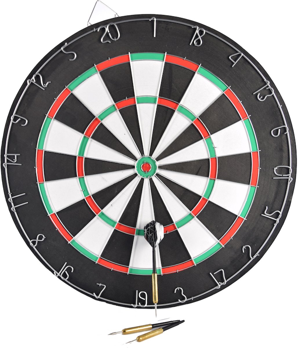 DartBord - incl. 6x Steeltip dartpijlen - Ø bord: 45cm dubbelzijdig speelbaar Steeldarts