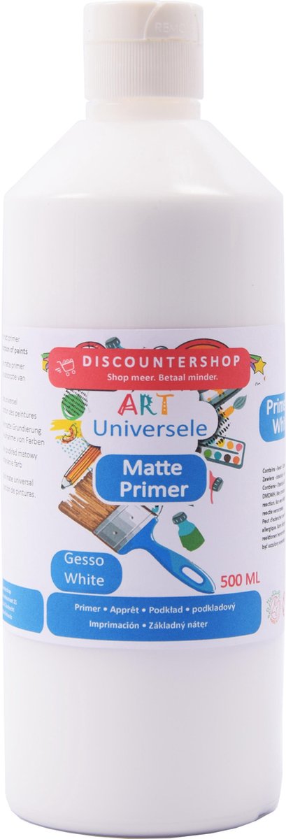 Discountershop®  Matte finish Primer Universeel 500 ML - Gesso White