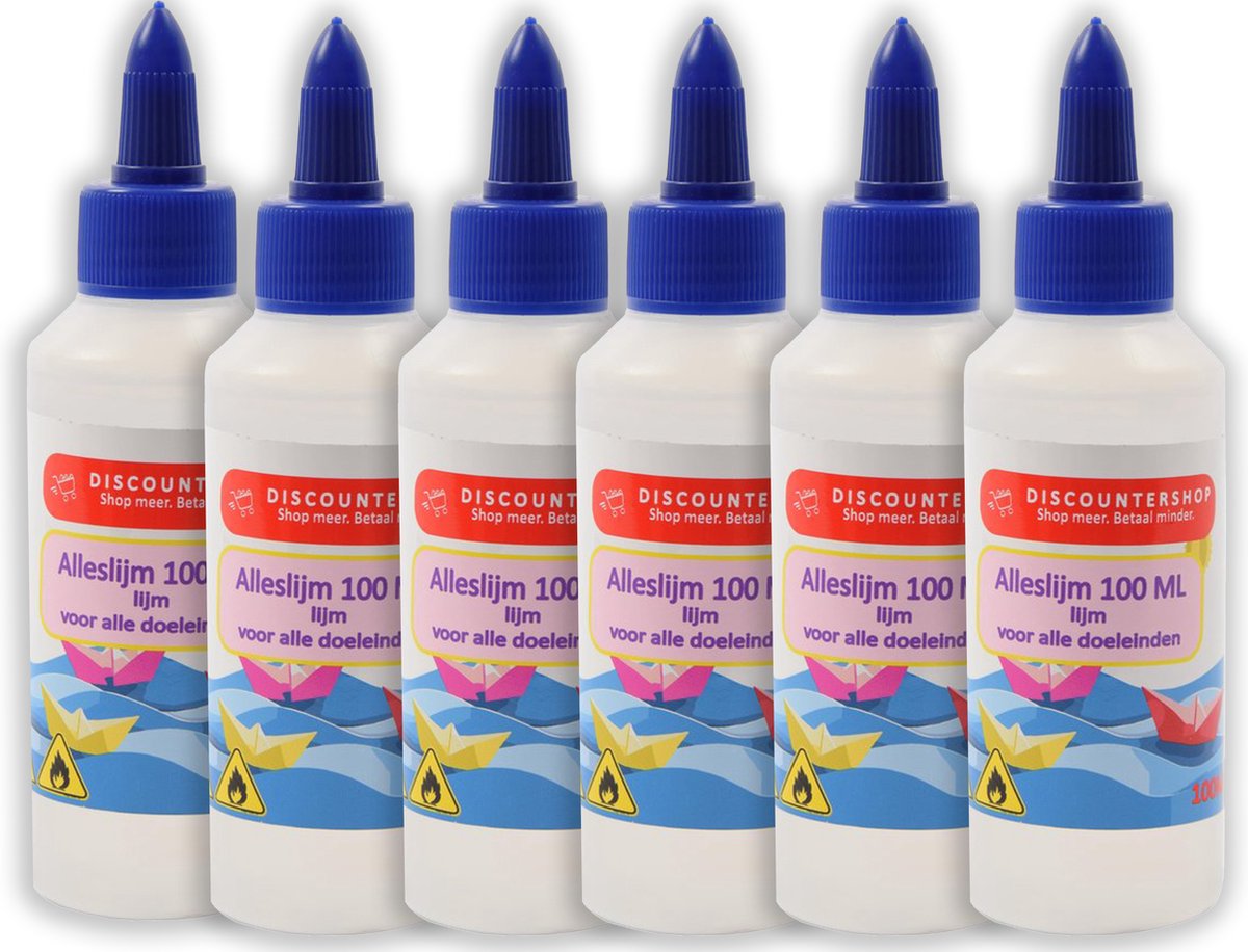 Hobbylijm universeel Alleslijm 100ML per tube - 6 stuks lijm voor kinderen voor volwassen - Lijm voor papier - Lijm voor karton - Lijm voor textiel - Lijm voor piepschuim.