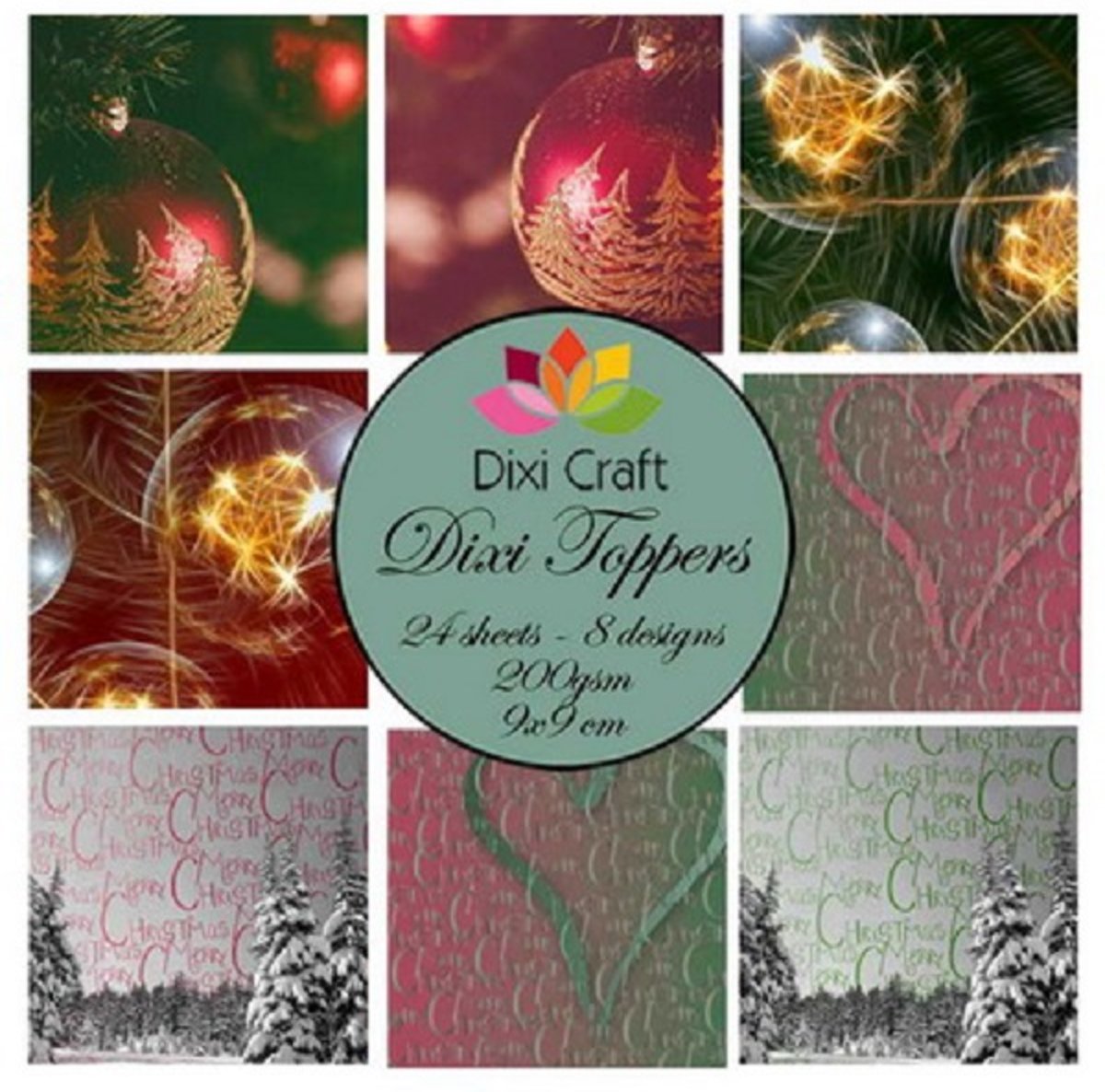 Dixi Craft - ETL 009 - Mini toppers set 9x9 cm Christmas balls