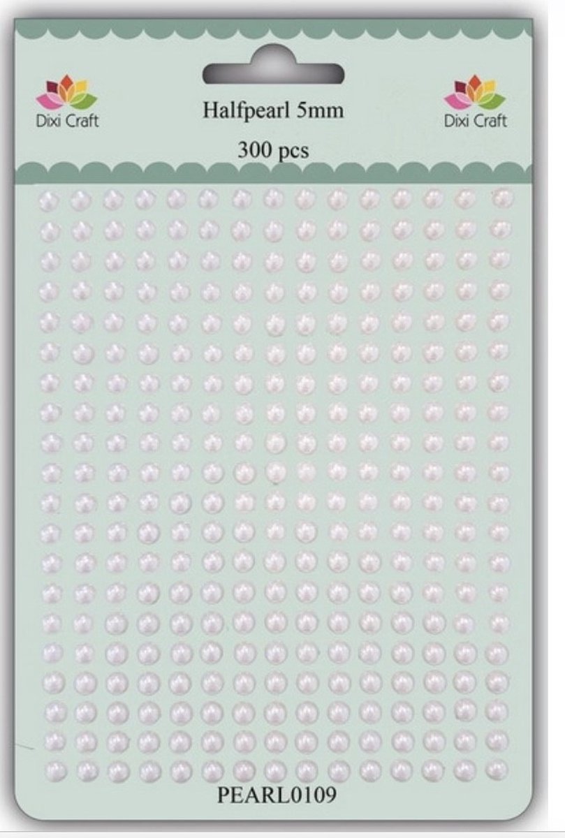 Dixi Craft-halfpearl- 5mm-Wit-Strass steentjes-decoratie-kaarten maken-hobby-300pcs