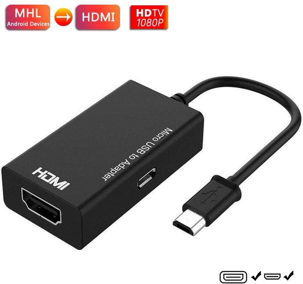 Micro USB naar HDMI adapter 1080p / TV adapter voor oa Samsung Galaxy Note S en Sony Xperia