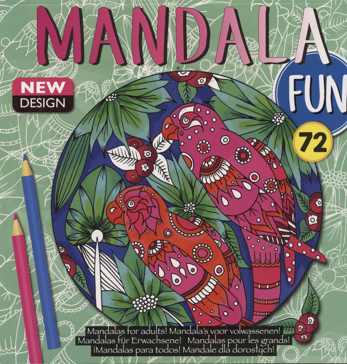 kleurboek volwassenen - Mandala fun - papegaai groen