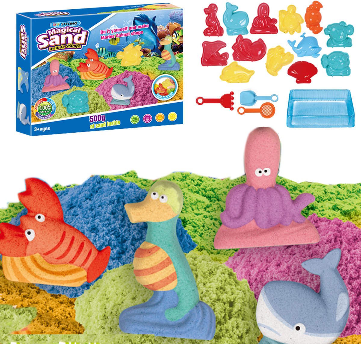 Dynamic Sand -   - Sand - Knutselen voor kinderen - Speelgoed vanaf 3 jaar - Zeedieren - 500 Gram