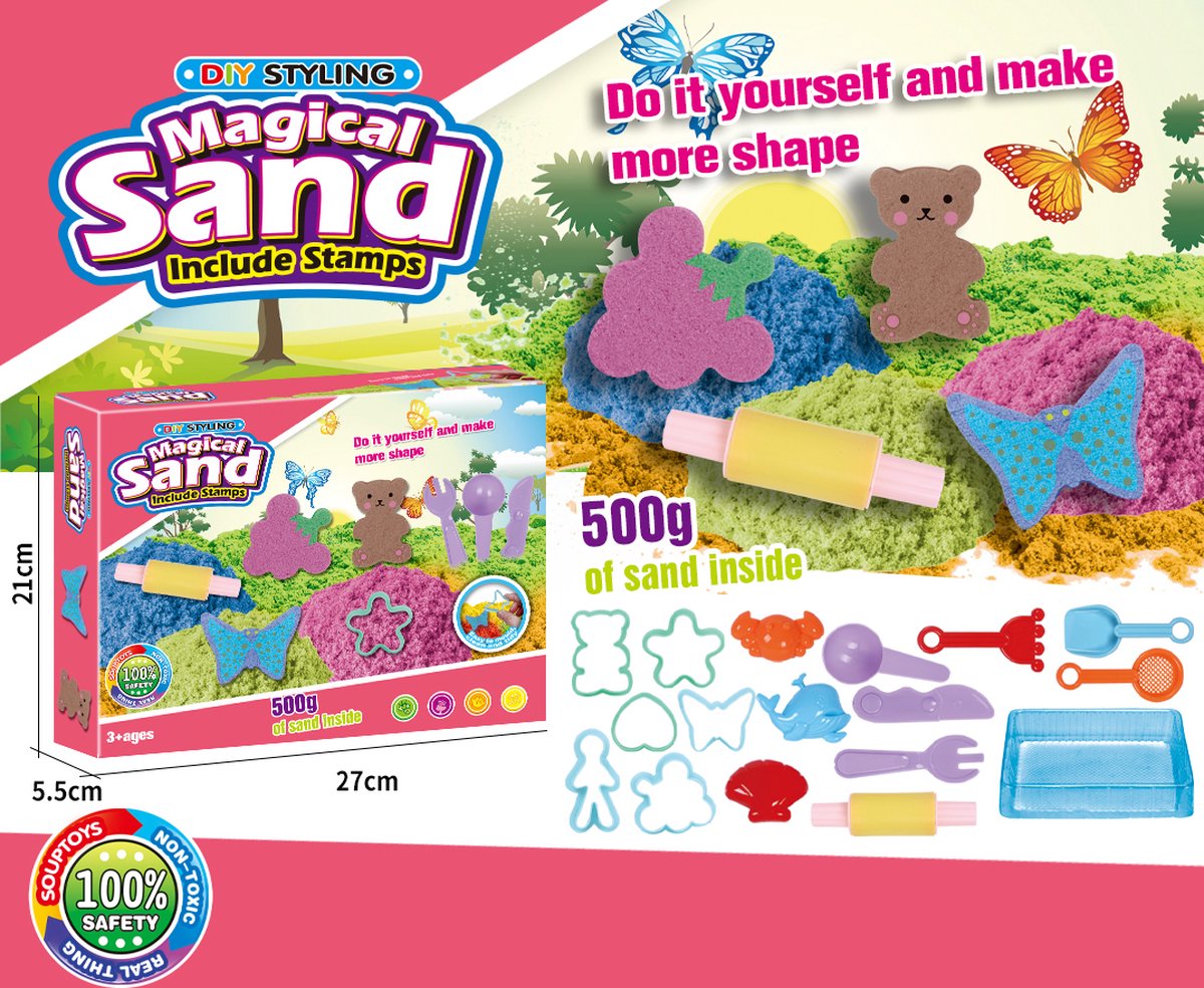 Dynamic Sand -   - Sand - Knutselen voor kinderen - Speelgoed vanaf 3 jaar - Zelfbouwset - 500 Gram