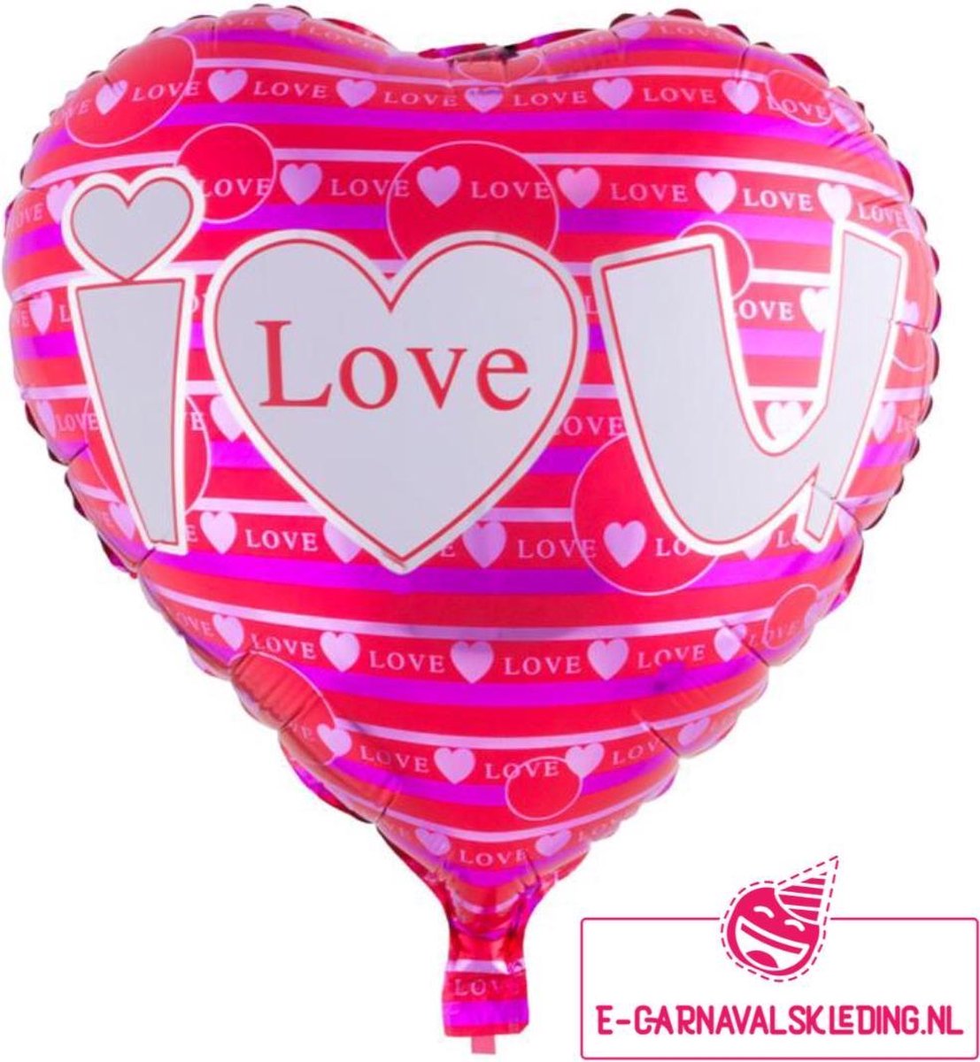 Folie ballon roze hart I Love You voor Valentijnsdag of andere liefdevolle momenten. 52 x 46 cm