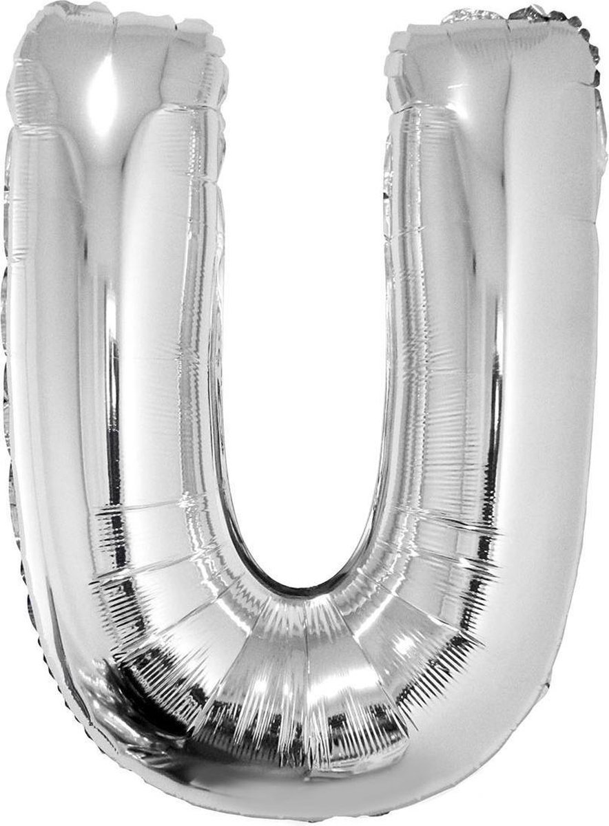 Grote folie ballon letter U Zilver