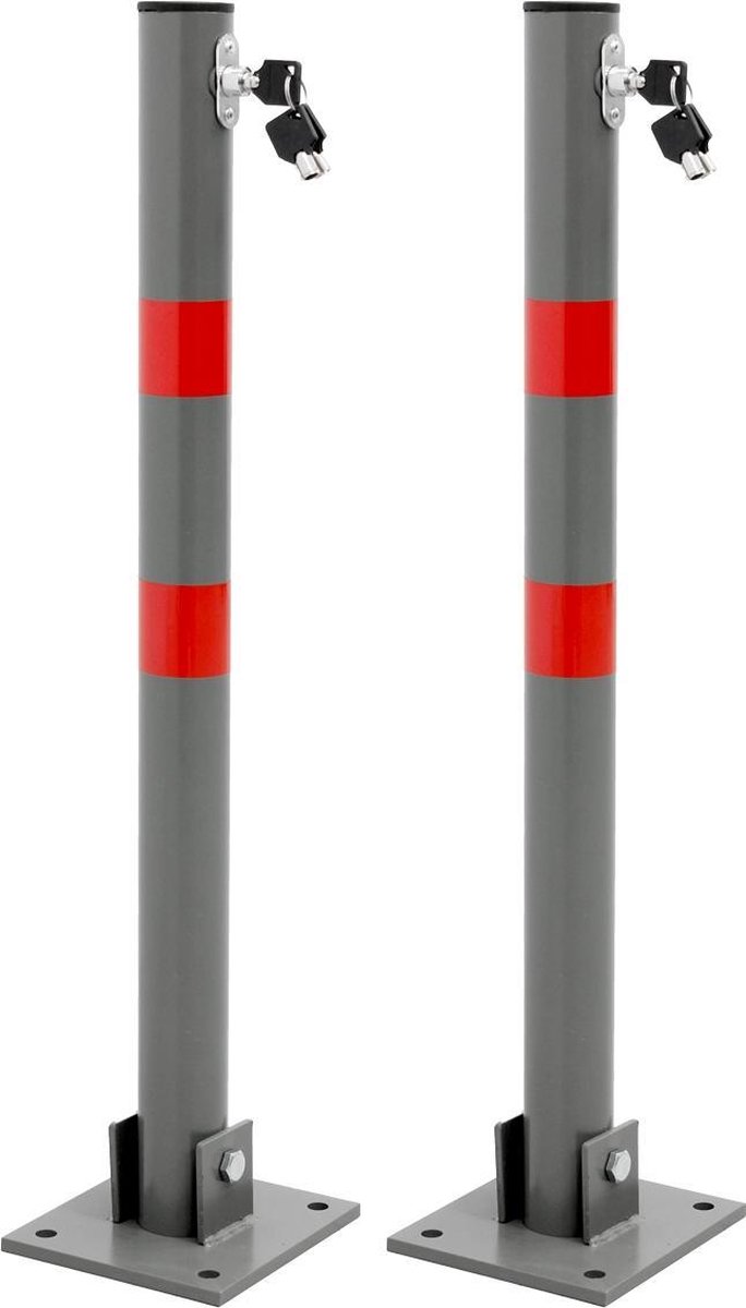 2 x stalen bolders ca. 68cm rond antraciet-rood opvouwbaar