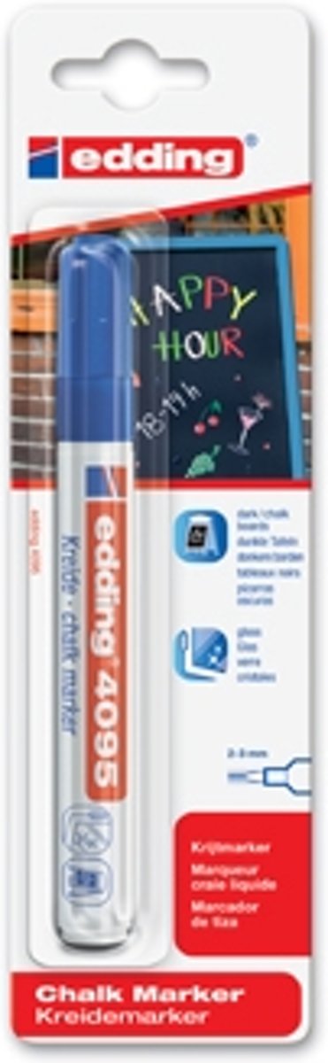 Edding - Krijtmarker e-4095 - Op blister - Blauw