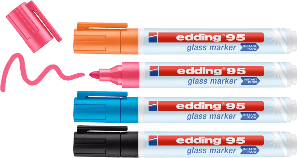 Edding 95 glasmarker set 4 kleuren