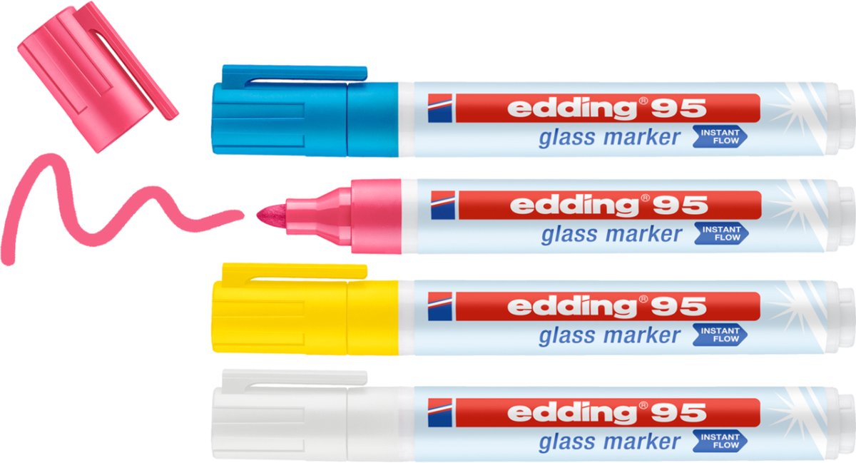 Edding 95 glasmarker set 4 kleuren licht