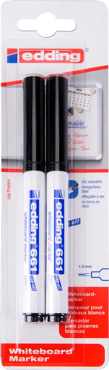 Edding Whiteboard Markers - 2Pack - MilkRun® - 2mm - Kleur Zwart